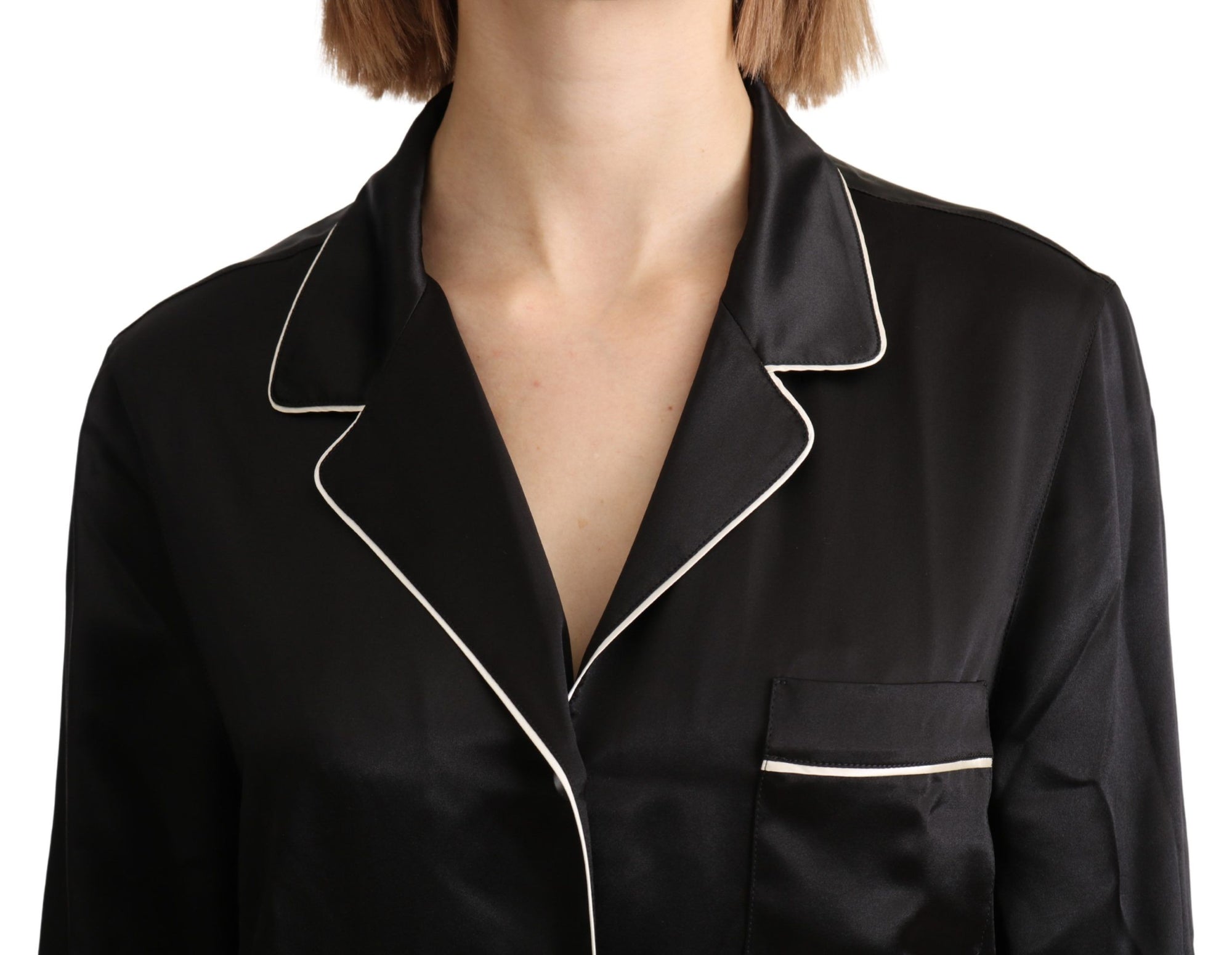 Dolce & Gabbana Élégant chemisier boutonné en soie noire