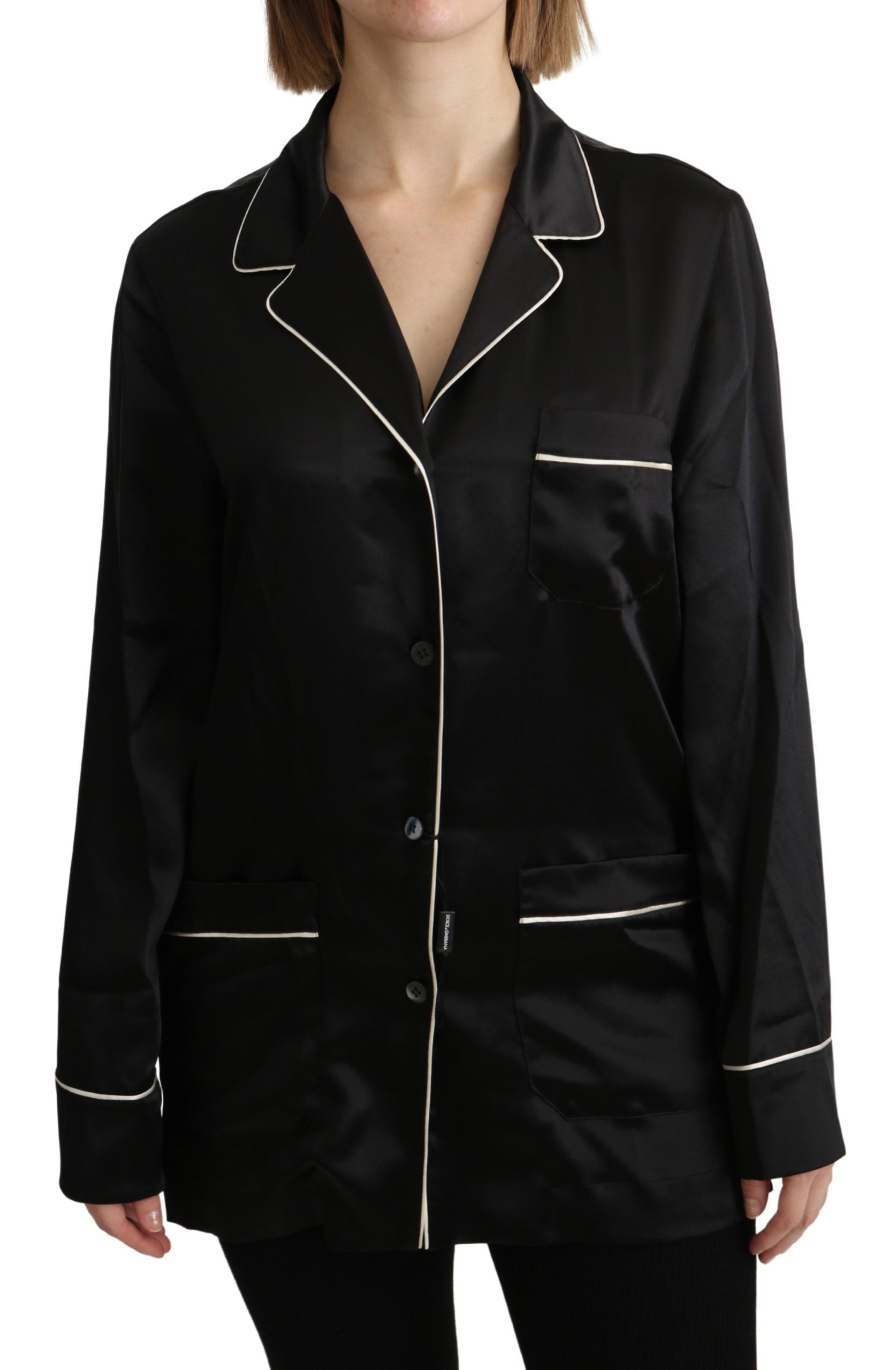 Dolce & Gabbana Élégant chemisier boutonné en soie noire