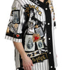 Dolce & Gabbana White and black Blouse Cotton Crystal Charms Amore Shirt