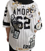 Dolce & Gabbana White and black Blouse Cotton Crystal Charms Amore Shirt