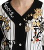 Dolce & Gabbana White and black Blouse Cotton Crystal Charms Amore Shirt