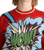 Dolce & Gabbana Red Knitted Cashmere Cartoon Top Sweater