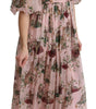 Dolce & Gabbana Pink Bengal Cat Print A-line Maxi Silk  Dress