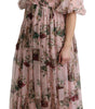 Dolce & Gabbana Pink Bengal Cat Print A-line Maxi Silk  Dress