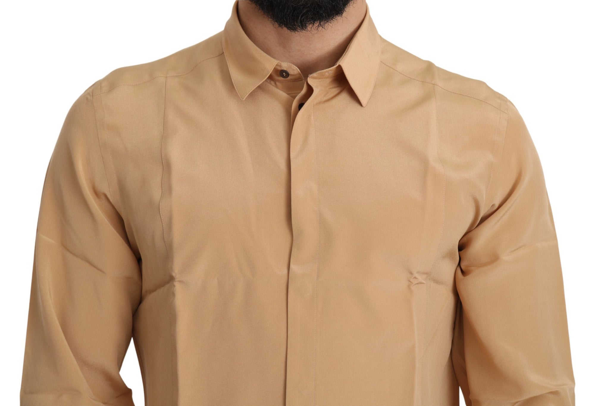 Chemise habillée en soie jaune élégante Dolce &amp; Gabbana pour homme