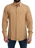 Chemise habillée en soie jaune élégante Dolce &amp; Gabbana pour homme