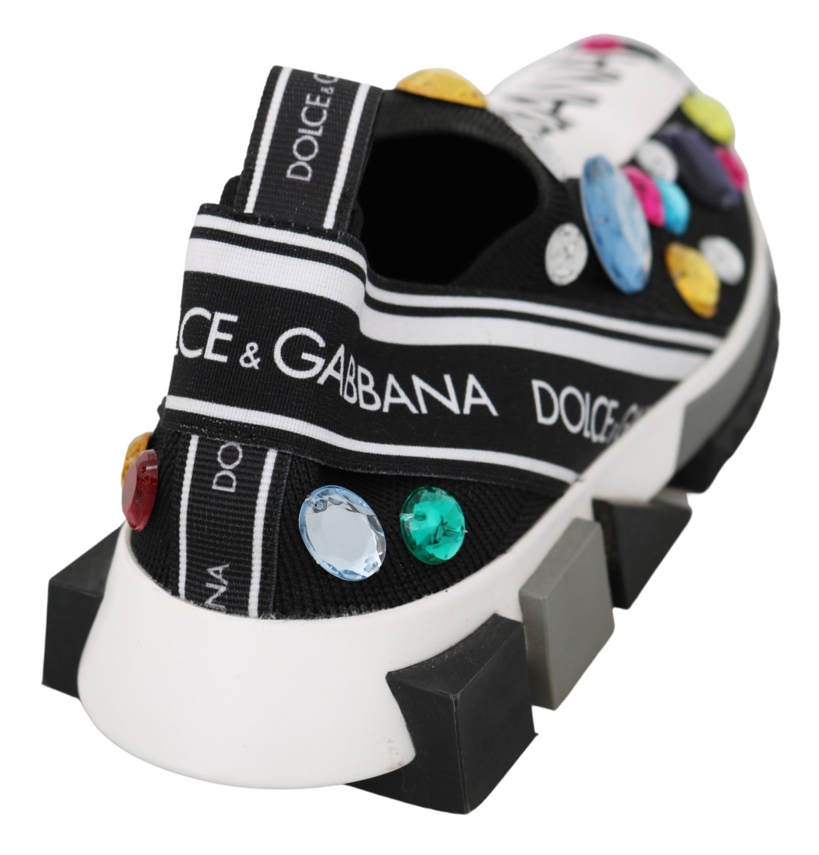 Baskets basses noires ornées de cristaux Dolce &amp; Gabbana