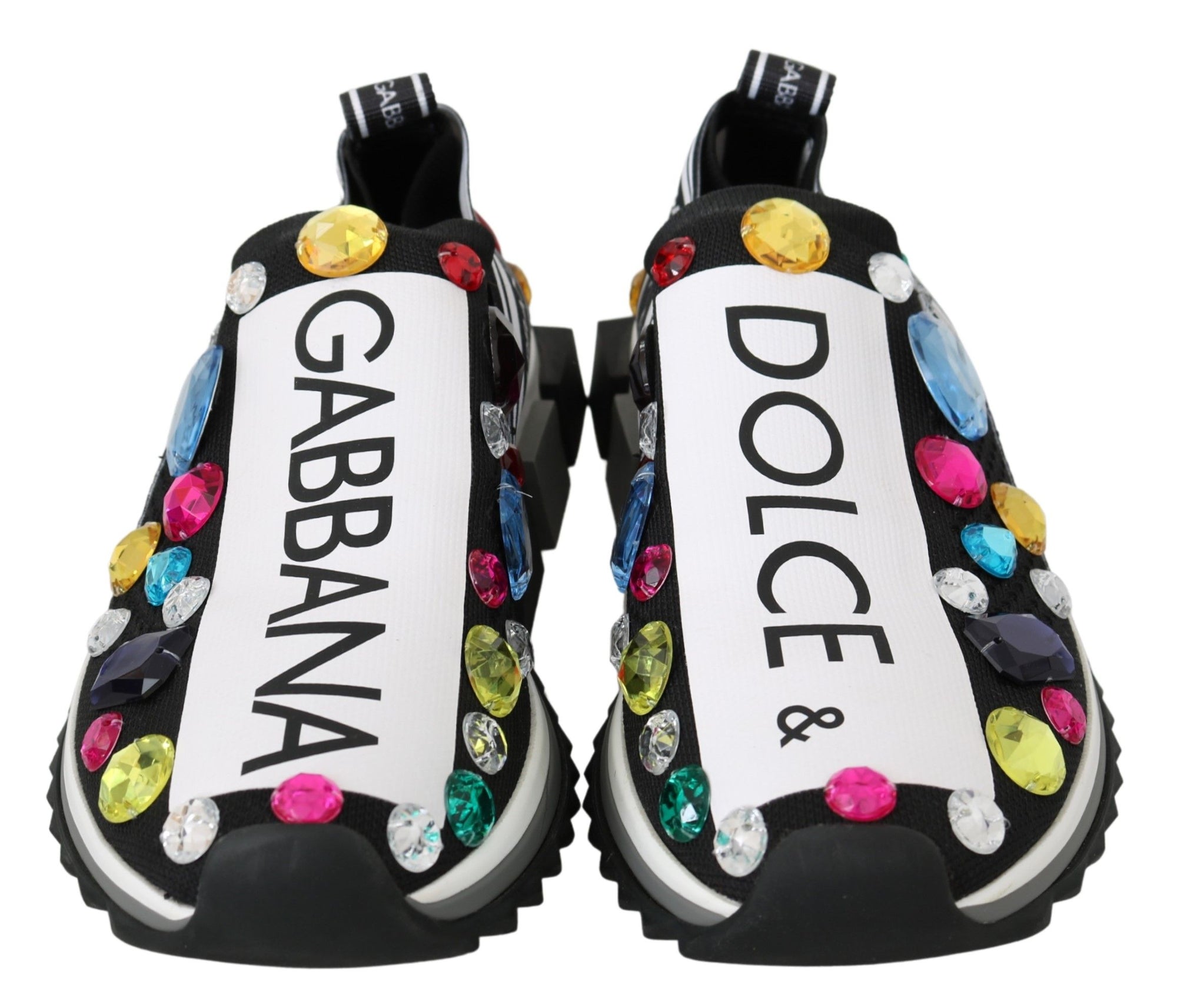 Baskets basses noires ornées de cristaux Dolce &amp; Gabbana