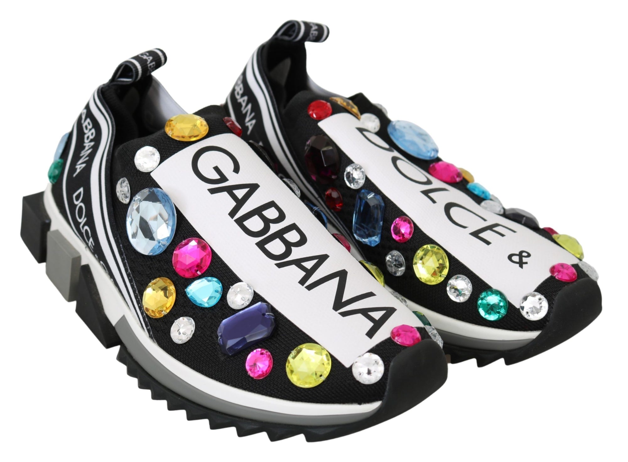 Baskets basses noires ornées de cristaux Dolce &amp; Gabbana