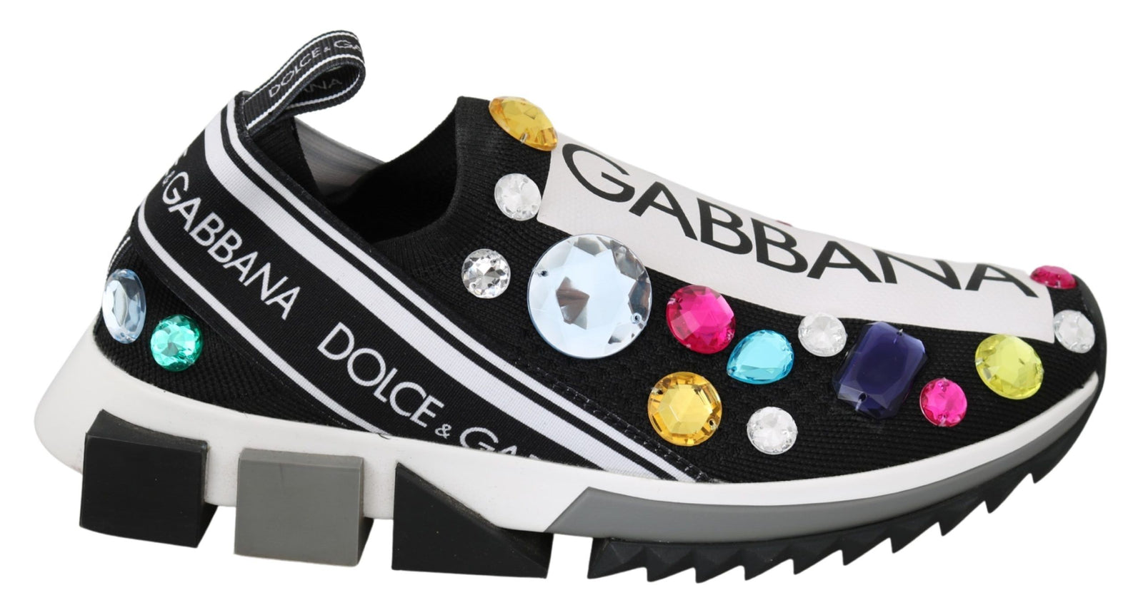 Baskets basses noires ornées de cristaux Dolce &amp; Gabbana