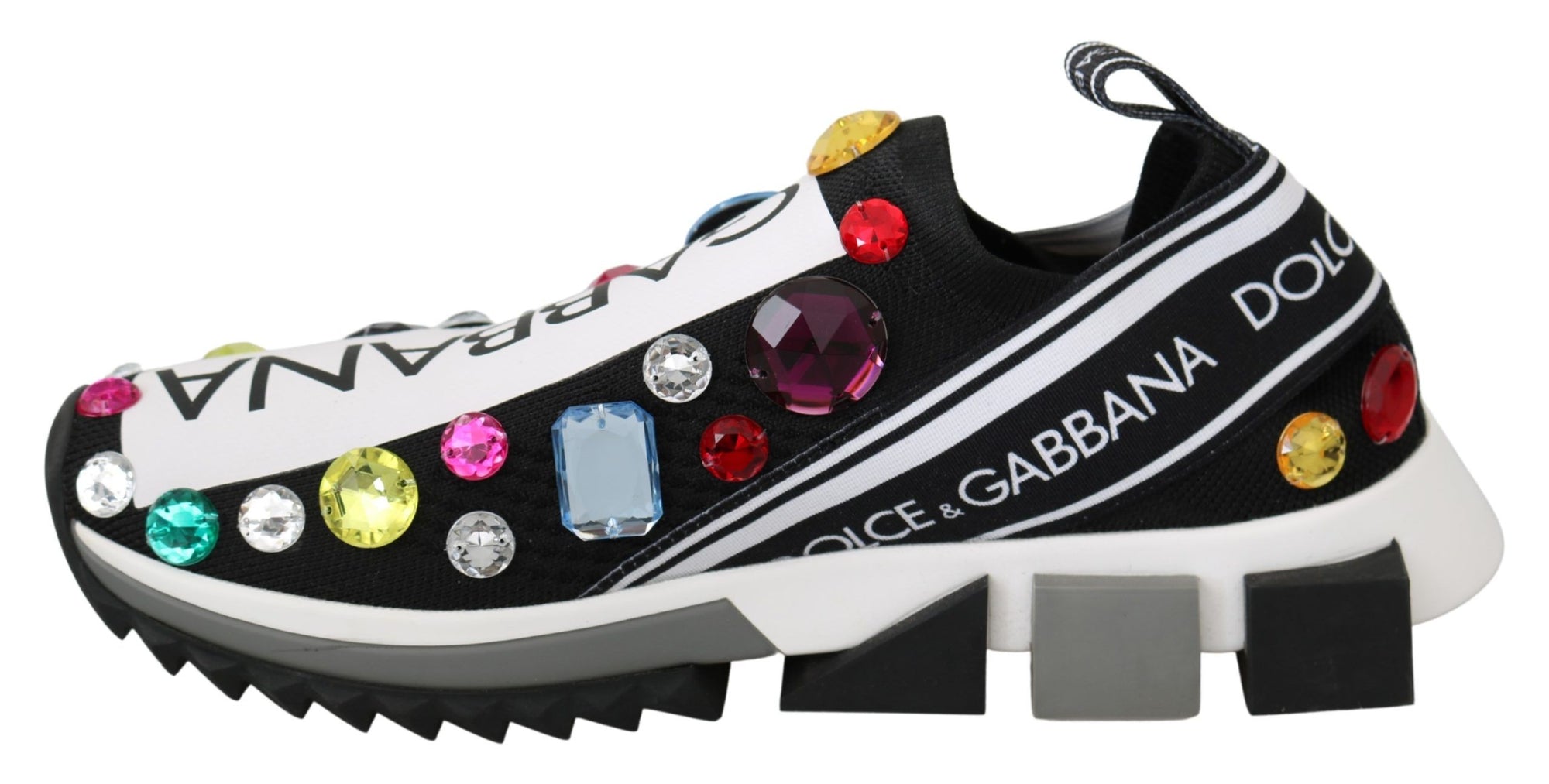 Baskets basses noires ornées de cristaux Dolce &amp; Gabbana