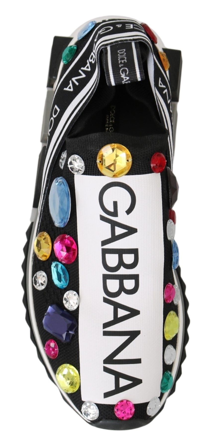 Baskets basses noires ornées de cristaux Dolce &amp; Gabbana