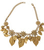 Dolce & Gabbana Elegant Crystal Charms Leaves Pendant Necklace