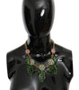 Dolce & Gabbana Elegant Crystal Charms Leaves Pendant Necklace