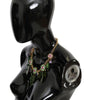 Dolce & Gabbana Elegant Crystal Charms Leaves Pendant Necklace
