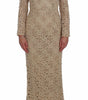 Dolce & Gabbana Beige Floral Lace Sheath Maxi Dress