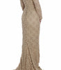 Dolce & Gabbana Beige Floral Lace Sheath Maxi Dress