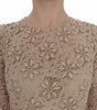 Dolce & Gabbana Beige Floral Lace Sheath Maxi Dress