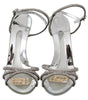 Dolce & Gabbana Silver Crystal Ankle Strap Sandals Shoes