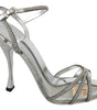 Dolce & Gabbana Silver Crystal Ankle Strap Sandals Shoes