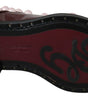 Dolce &amp; Gabbana Elegant Bordeaux Lace-Up Flats with Pearls and Crystals