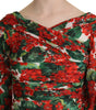 Dolce & Gabbana Red Floral Sheath Midi Silk Stretch Dress