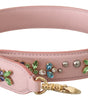 Dolce & Gabbana Stunning Pink Crystal Studded Leather Strap