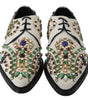 Dolce &amp; Gabbana Elegant White Suede Dress Flats with Crystals