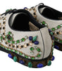 Dolce &amp; Gabbana Elegant White Suede Dress Flats with Crystals