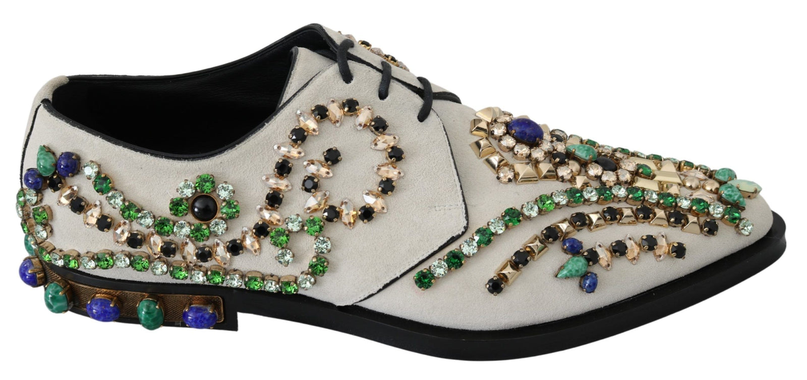 Dolce & Gabbana - Ballerines élégantes en daim blanc avec cristaux