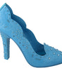 Dolce & Gabbana Crystal Embellished Blue Cinderella Pumps