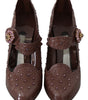 Dolce & Gabbana Brown Floral Crystal CINDERELLA Heels Shoes