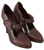 Dolce & Gabbana Brown Floral Crystal CINDERELLA Heels Shoes