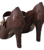 Dolce & Gabbana Brown Floral Crystal CINDERELLA Heels Shoes