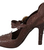 Dolce & Gabbana Brown Floral Crystal CINDERELLA Heels Shoes