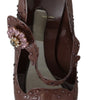 Dolce & Gabbana Brown Floral Crystal CINDERELLA Heels Shoes