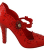 Dolce & Gabbana Red Floral Crystal CINDERELLA Heels Shoes