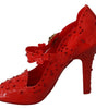 Dolce & Gabbana Red Floral Crystal CINDERELLA Heels Shoes
