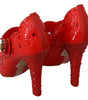 Dolce & Gabbana Red Floral Crystal CINDERELLA Heels Shoes