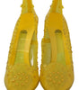 Dolce & Gabbana Yellow Floral Crystal CINDERELLA Heels Shoes