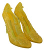 Dolce & Gabbana Yellow Floral Crystal CINDERELLA Heels Shoes