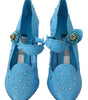 Dolce & Gabbana Blue Floral Crystal CINDERELLA Heels Shoes