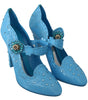 Dolce & Gabbana Blue Floral Crystal CINDERELLA Heels Shoes