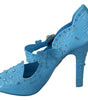 Dolce & Gabbana Blue Floral Crystal CINDERELLA Heels Shoes