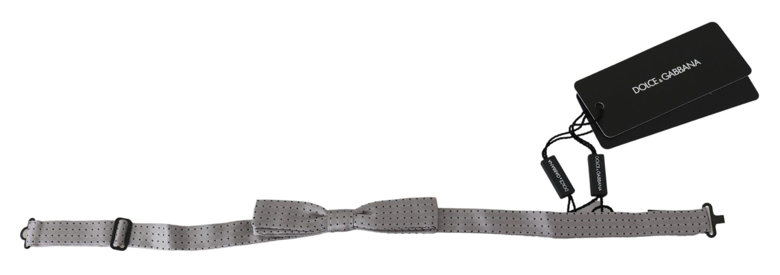 Dolce &amp; Gabbana Elegant Silk Gray Polka Dot Bow Tie