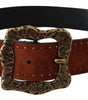 Dolce & Gabbana Brown Suede Leather Studded Baroque Belt