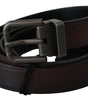 Dolce & Gabbana Solid Brown Leather Gray Buckle Belt