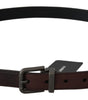 Dolce & Gabbana Solid Brown Leather Gray Buckle Belt