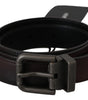 Dolce & Gabbana Solid Brown Leather Gray Buckle Belt