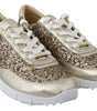 Jimmy Choo Antique Gold Glitter Leather Sneakers